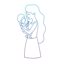mother lifting son characters vector illustration design