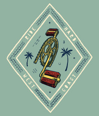 Obraz premium tropical bicycle pedals print - west side american bike t-shirt print