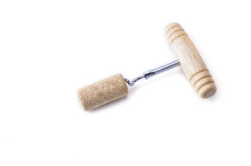 Wine opener with cork on the white