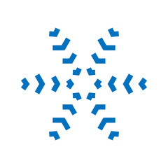 Snowflake sign. Blue Snowflake icon isolated on white background. Snow flake silhouette. Symbol of snow, holiday, cold weather, frost. Winter design element. Vector illustration