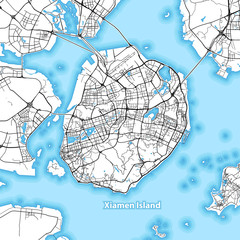 Map of Xiamen Island, China
