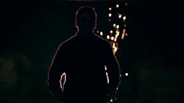 Triking movement, kick in the air, lights light, slow-motion