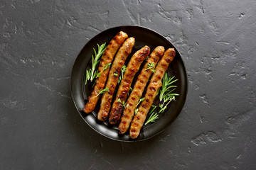Grilled sausage, top view