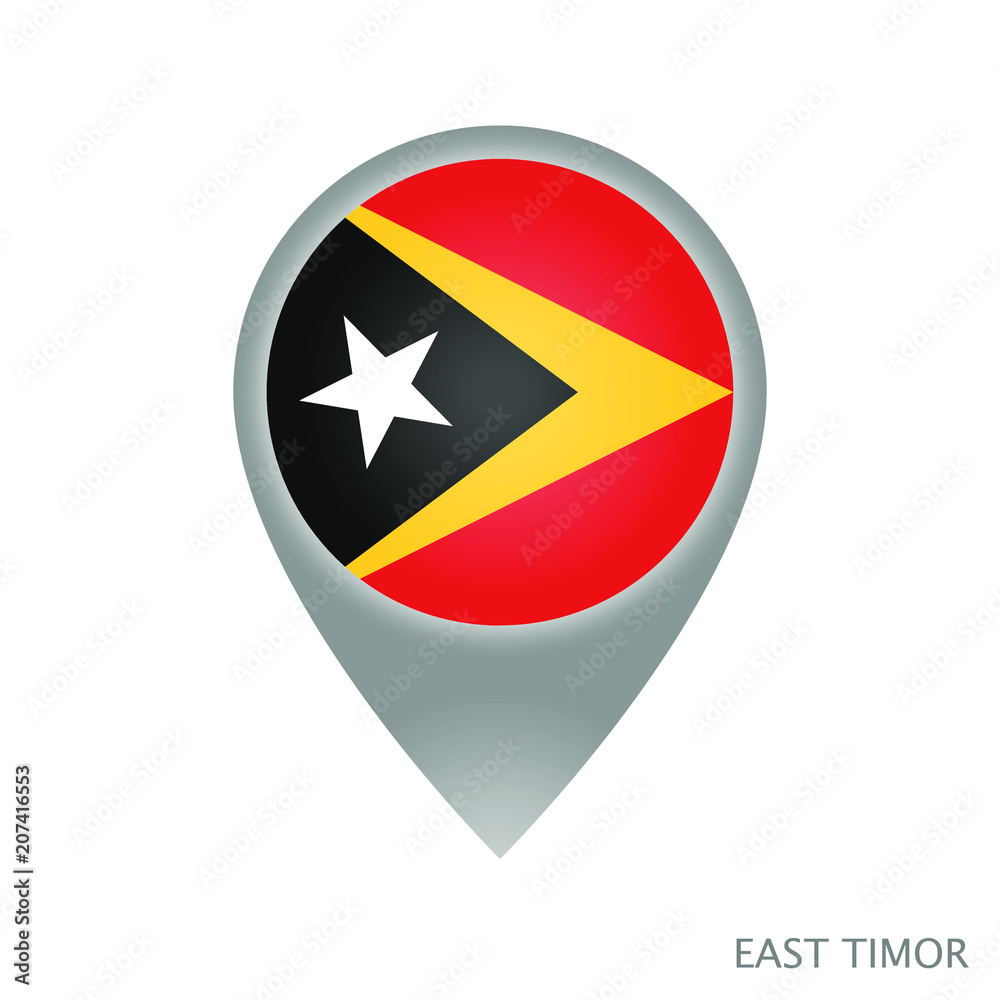 Sticker map pointer with flag of east timor. gray abstract map icon. vector illustration. - Stickers