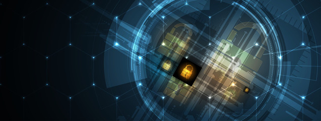 Cyber security and information or network protection. Future technology web services for business and internet project
