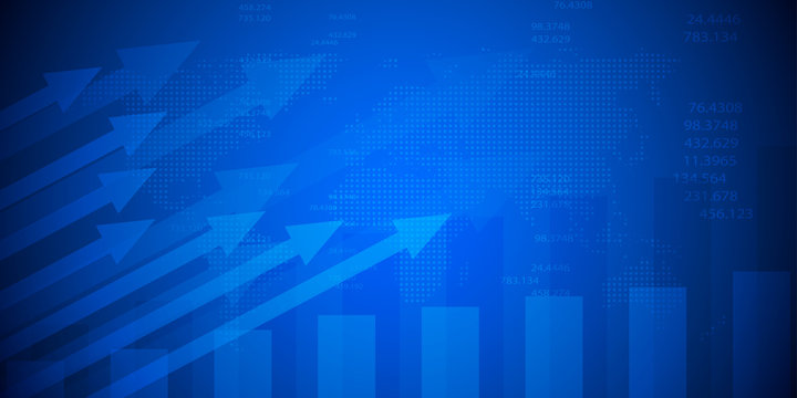 Economic graph with diagrams on the stock market, for business and financial concepts and reports.Abstract blue vector background.