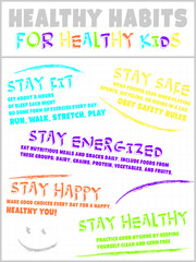 Healthy Kids Having Good Eating Habits Motivational Education Poster