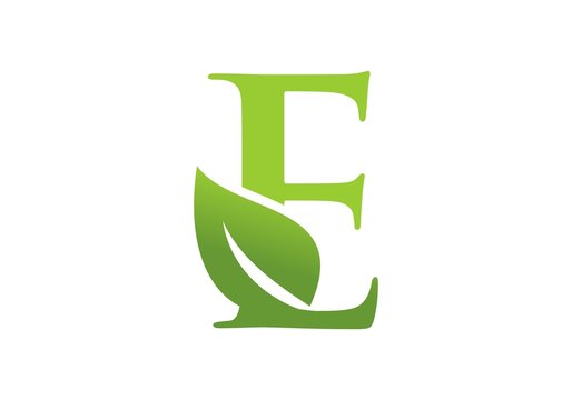 Letter E Leaf Nature Logo