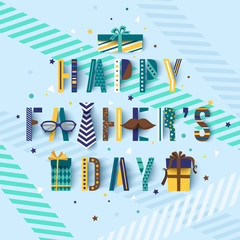 Happy Father's day greetings card with typography text. Lettering design. Vector illustration.