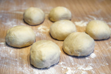 Fototapeta na wymiar yeast dough on the table