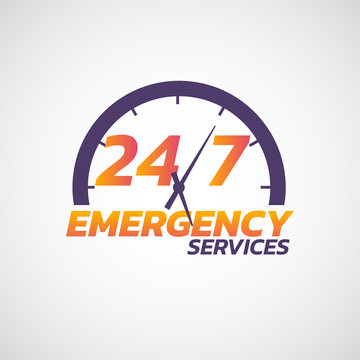 24/7 emergency services logo icon. Vector illustration