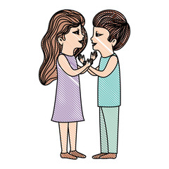 cute little kids avatars characters vector illustration design