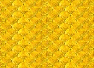 3d rendering. seamless Golden circle wave or fish scale style texture background.