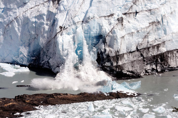 bursting ice from glacier Perito Moreno in Patagonia/Argentina