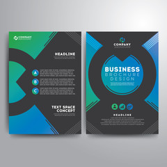 Business brochure template blue gray geometric shapes