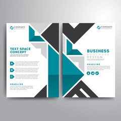 Business brochure template green gray geometric shapes