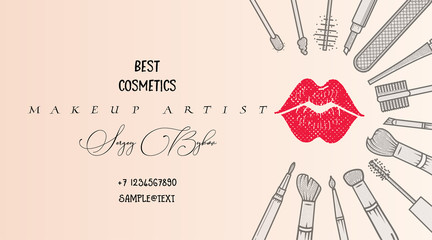 Makeup artist banner. Beauty Salon fashion trends background . business concept