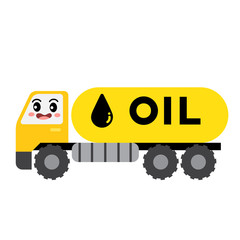 Oil Tanker Truck transportation cartoon character side view isolated on white background vector illustration.