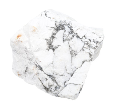rough Howlite gemstone isolated on white