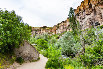 Fototapeta na wymiar trekking path in Ihlara Valley in Cappadocia