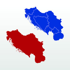 Fototapeta premium Blank and border separated map of Yugoslavia