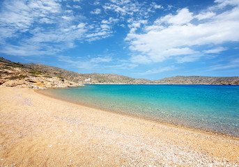 Amazing Tris Klisies Bay in Ios Island, Cyclades, Greece. Spectacular bay for relaxing and enjoying the quite, beautiful nature of Ios Island
