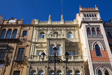 Detail of historic buildings, Seville,Andalusia,Spain,