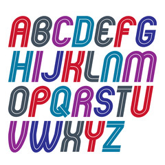 Set of vector rounded bold capital alphabet letters made with white lines, can be used in poster creation for social or commercial announcement