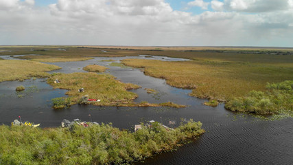 Panoramic aerial view of Everglades Swamps in Florida - USA