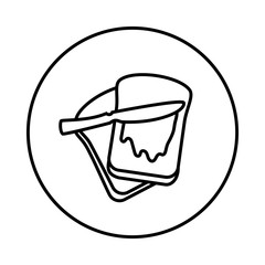 Vector of Bread with butter icon in Circle line - vector iconic design