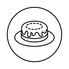 Vector of Cake icon in Circle line - vector iconic design