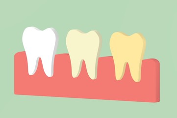 white to yellow tooth, teeth whitening concept