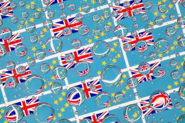 Rain drops full of Tuvalu flags