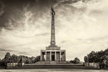 Naklejka premium Bratislava, Slovakia - May 24, 2018: Slavin War Memorial is a monument and military cemetery in Bratislava, Slovakia. Slavin War Memorial is the burial ground of Soviet Army soldiers in World War II.