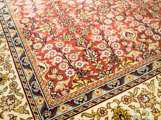 Colorful handmade silk, cotton and wool turkish carpets.