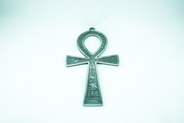 Silver Egyptian ankh on the white background, isolated