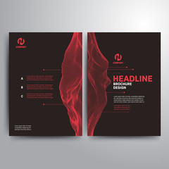 Business brochure template red gray, wireframe landscape
