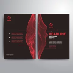 Foto op Canvas Business brochure template red gray, wireframe landscape © nespix