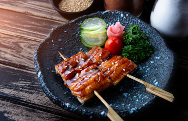 Japanese eel grilled in skewer.