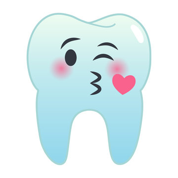 Zahn Emoji - Kussmund mit Herz
