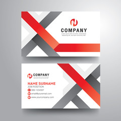 Modern business card with geometric red gray color