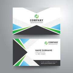 Modern business card with geometric blue green gray color