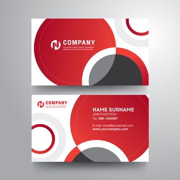 Modern Business Card With Red Gray Circle