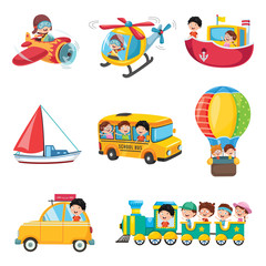 Obraz na płótnie Canvas Vector Illustration Of Kids Transportation