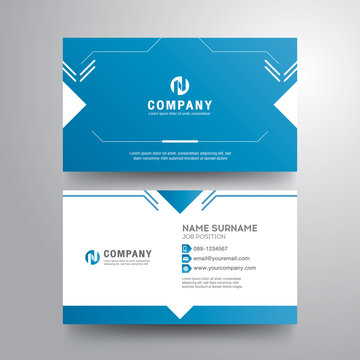 Modern business card with geometric blue white color