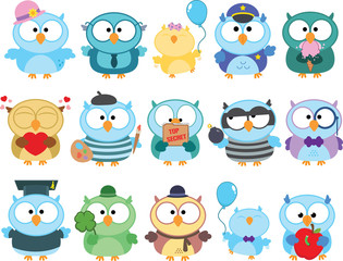 Cute Owl Clipart Set