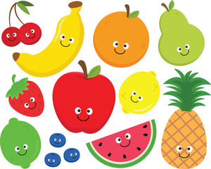 Happy Fruit Clipart Set