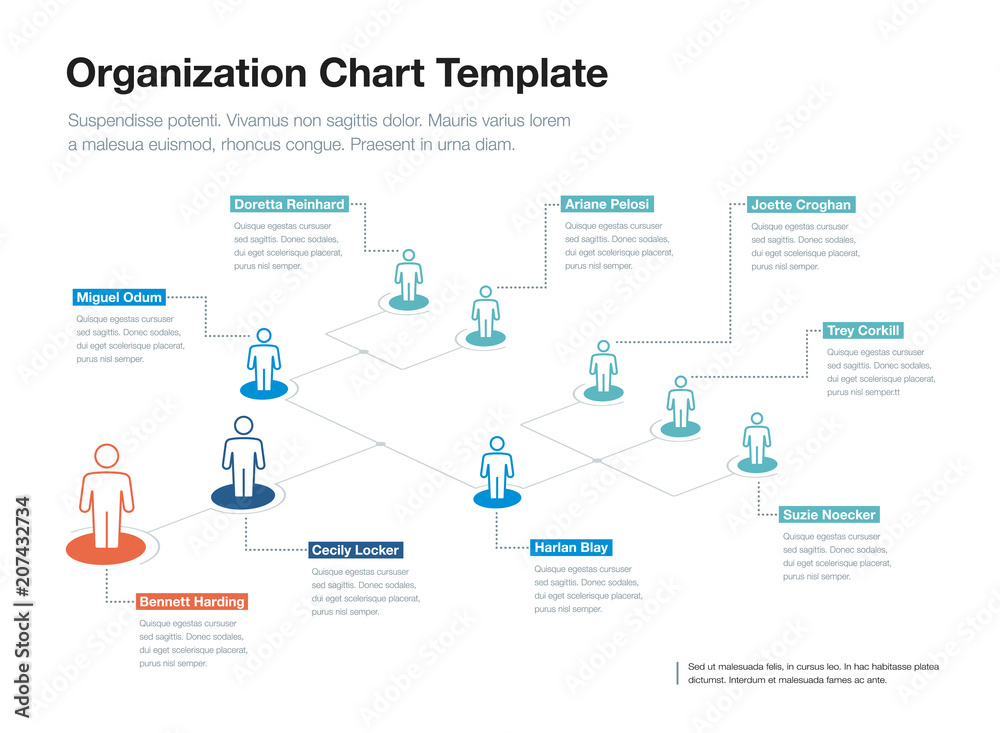 Poster Simple company organization hierarchy chart template with place for your content. Easy to use for your website or presentation.