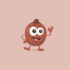 Illustration of cute happy ita palm mascot recommends something delicious with big smile isolated on light background. Flat design style for your mascot branding.