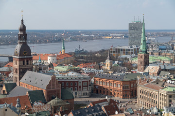 Obraz premium Riga, die Hauptstadt Lettlands, aus der Vogelperspektive